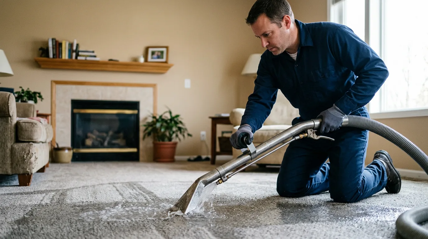 Water damage restoration technician working near Menominee, MI